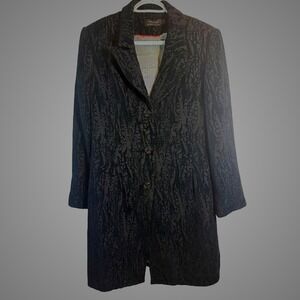 Vintage Y2k Tribal Black Textured Jacquard Blazer Coat Women Size 6